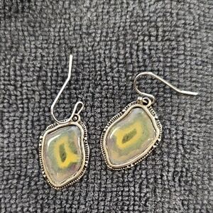 Elegant Silver and Yellow Stone Earrings